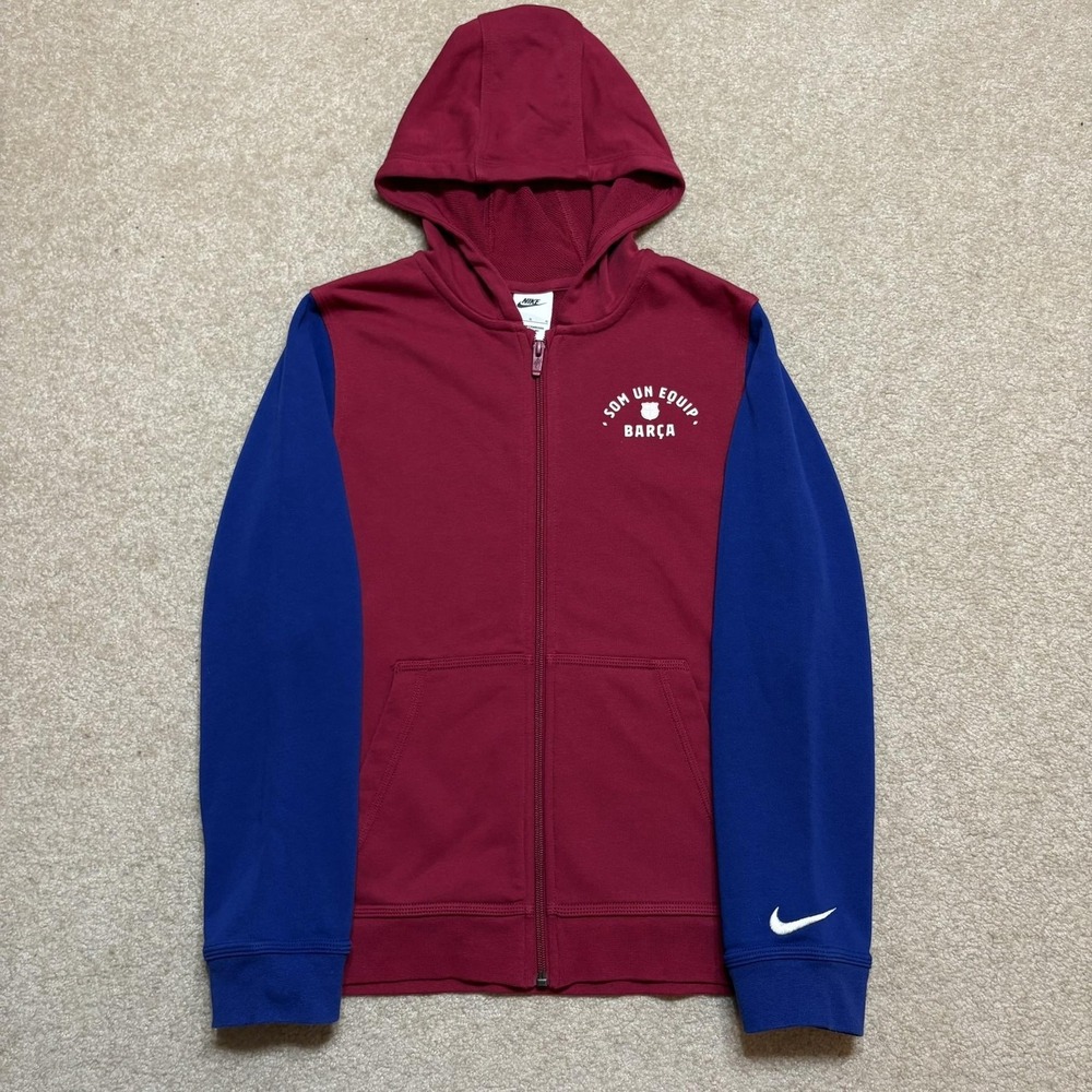 Nike FC Barcelona Hoodie Sweatshirt Kids Youth Large Red Blue Soccer Zip Up FCB